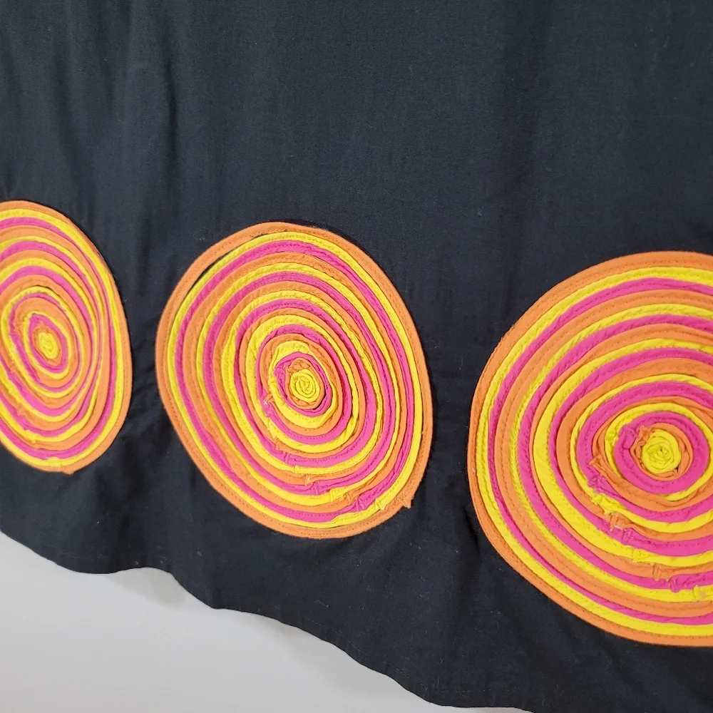 Vintage NIZA black cotton geometric shape sleeveless sheath dress - Picture 7 of 13